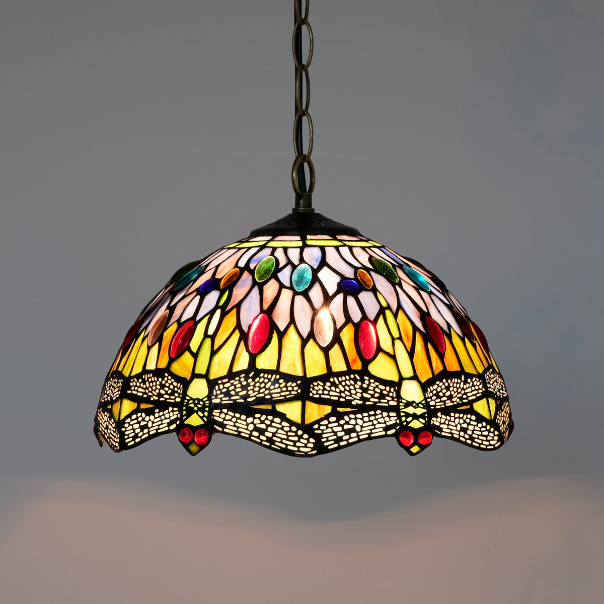 Tiffany Hanging Stained Glass Dragonfly Lamp