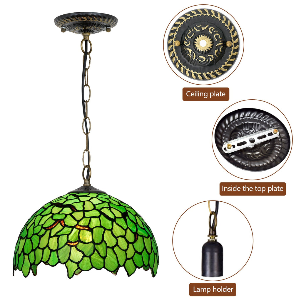 Tiffany Mosaic Green Glass Bell Pendant Light