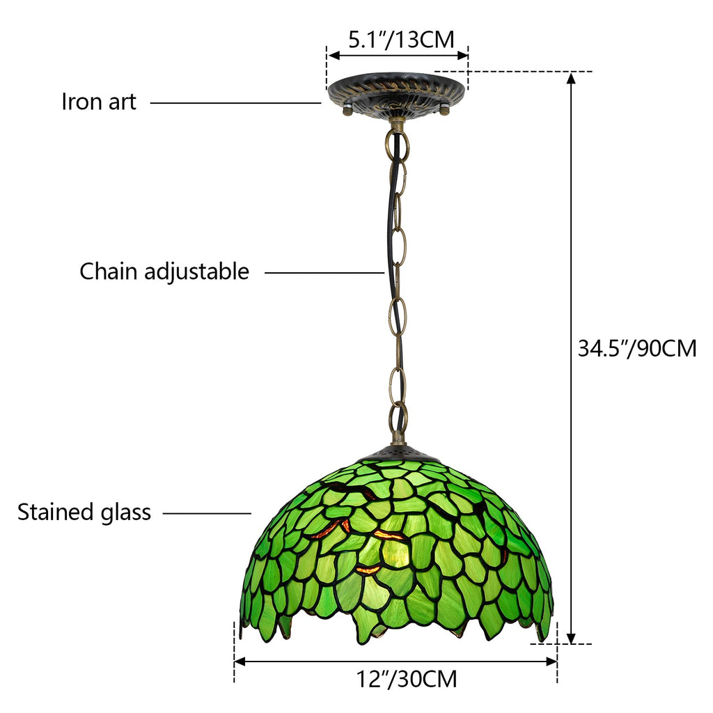 Tiffany Mosaic Green Glass Bell Pendant Light