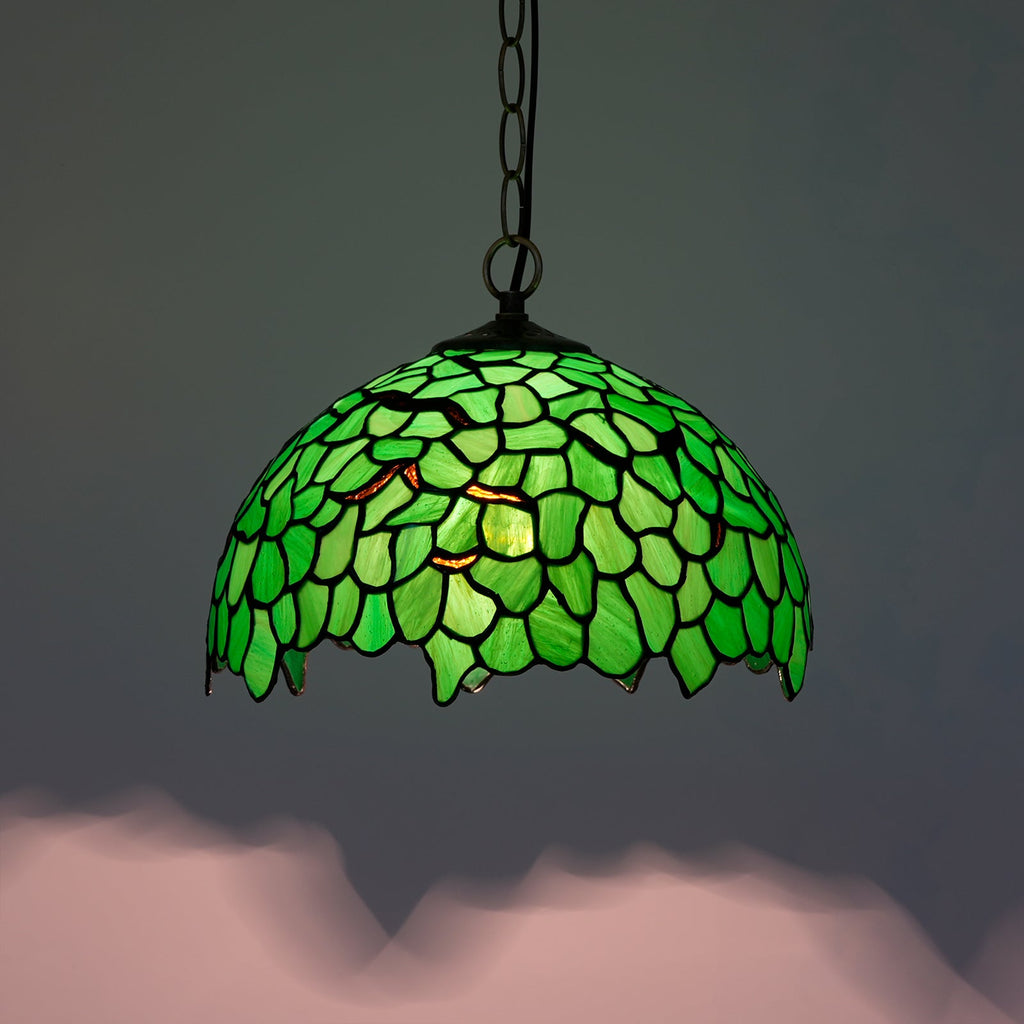 Tiffany Mosaic Green Glass Bell Pendant Light