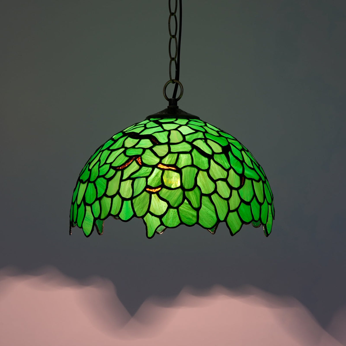 Tiffany Mosaic Green Glass Bell Pendant Light