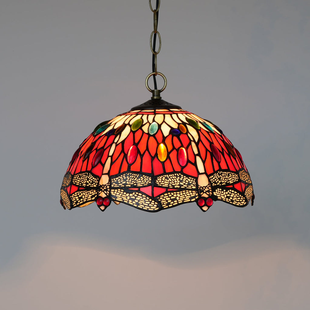Red Dragonfly Tiffany Style Stained Glass Hanging Decoration