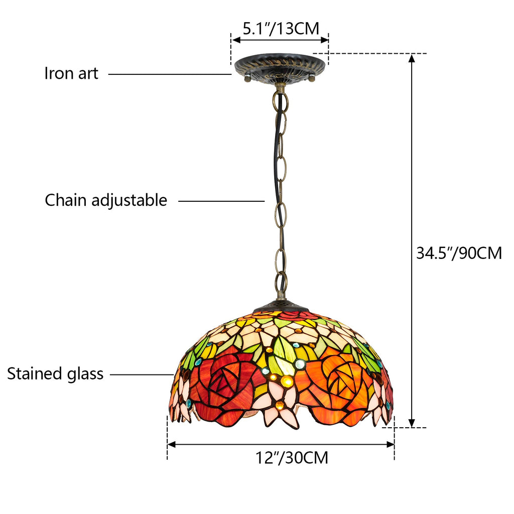 Tiffany Style Glass Floral Hanging Plant Hanger