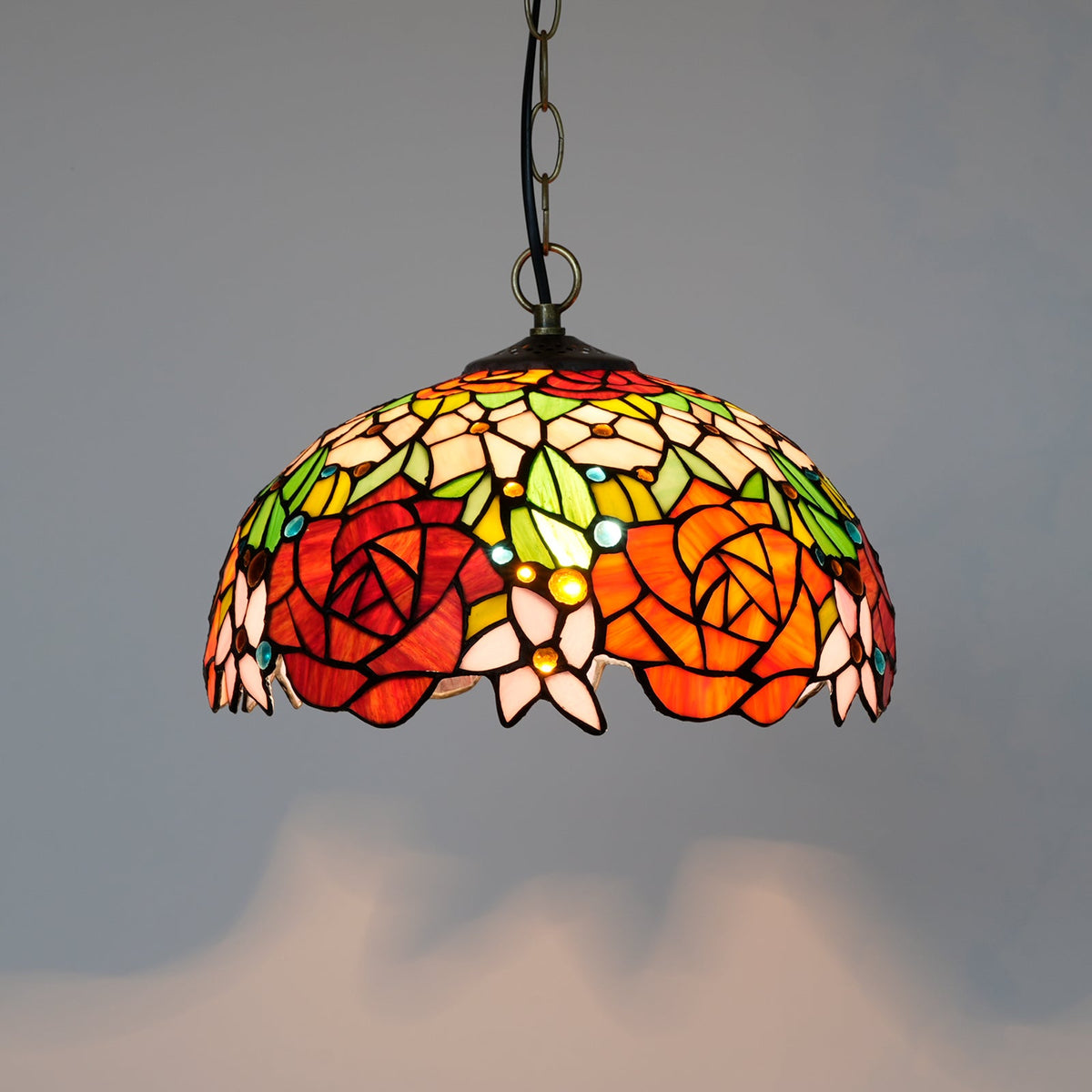 Tiffany Style Glass Floral Hanging Plant Hanger