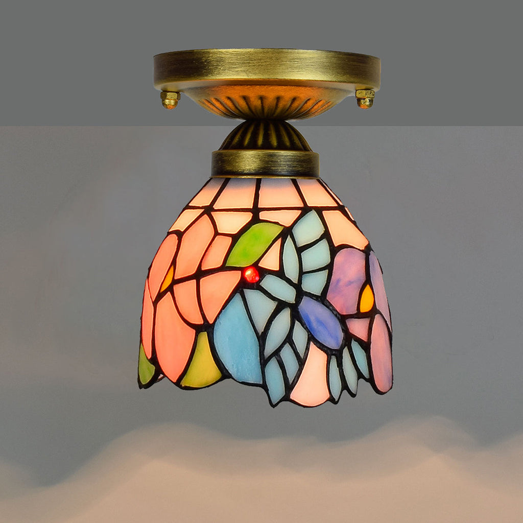 Tiffany Floral Stained Glass Ceiling Light