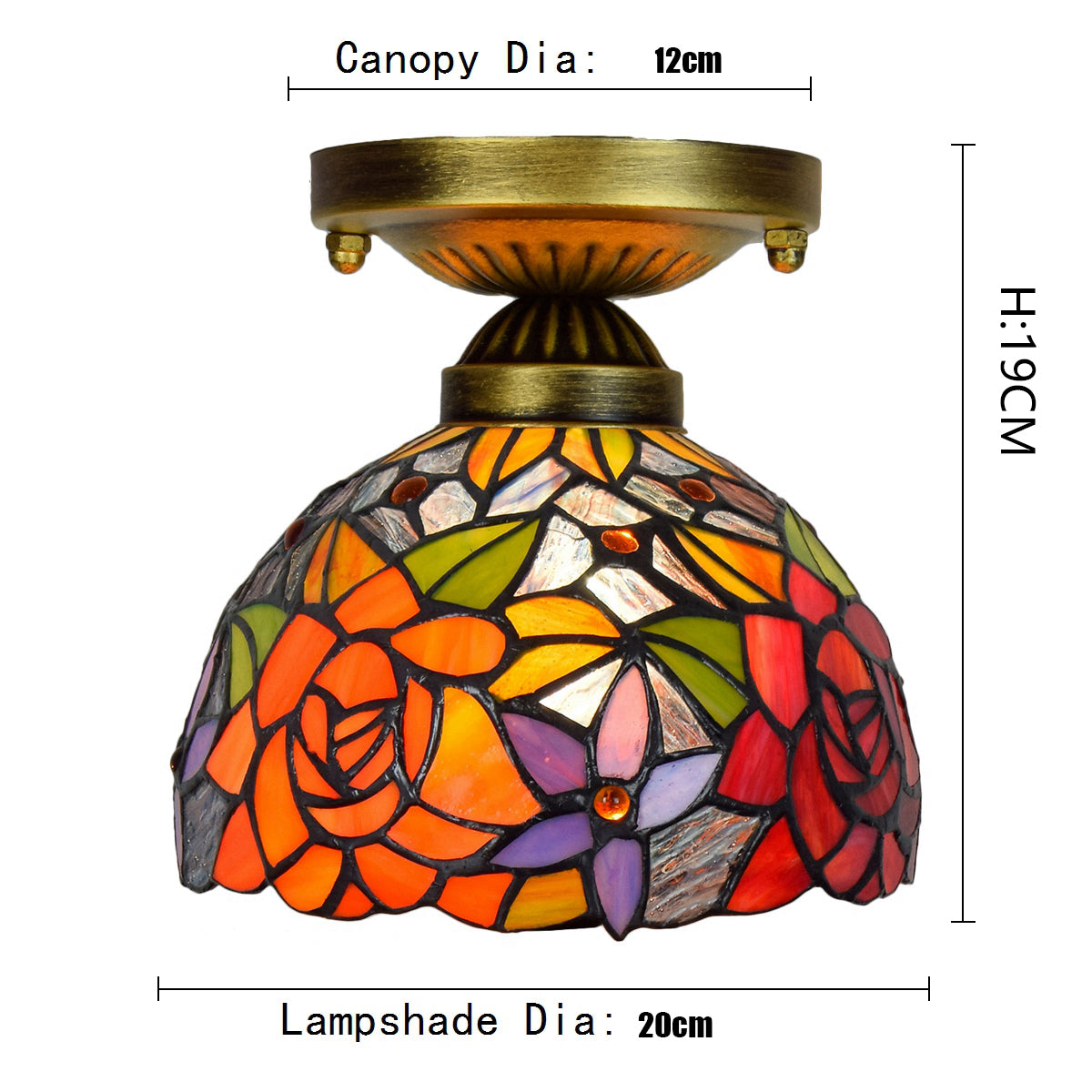 Tiffany Ceiling Light in Multicolored Floral Stained Glass