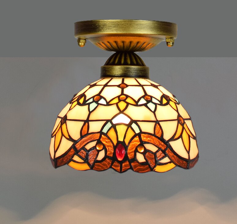 Tiffany Style Stained Glass Dome Ceiling Light
