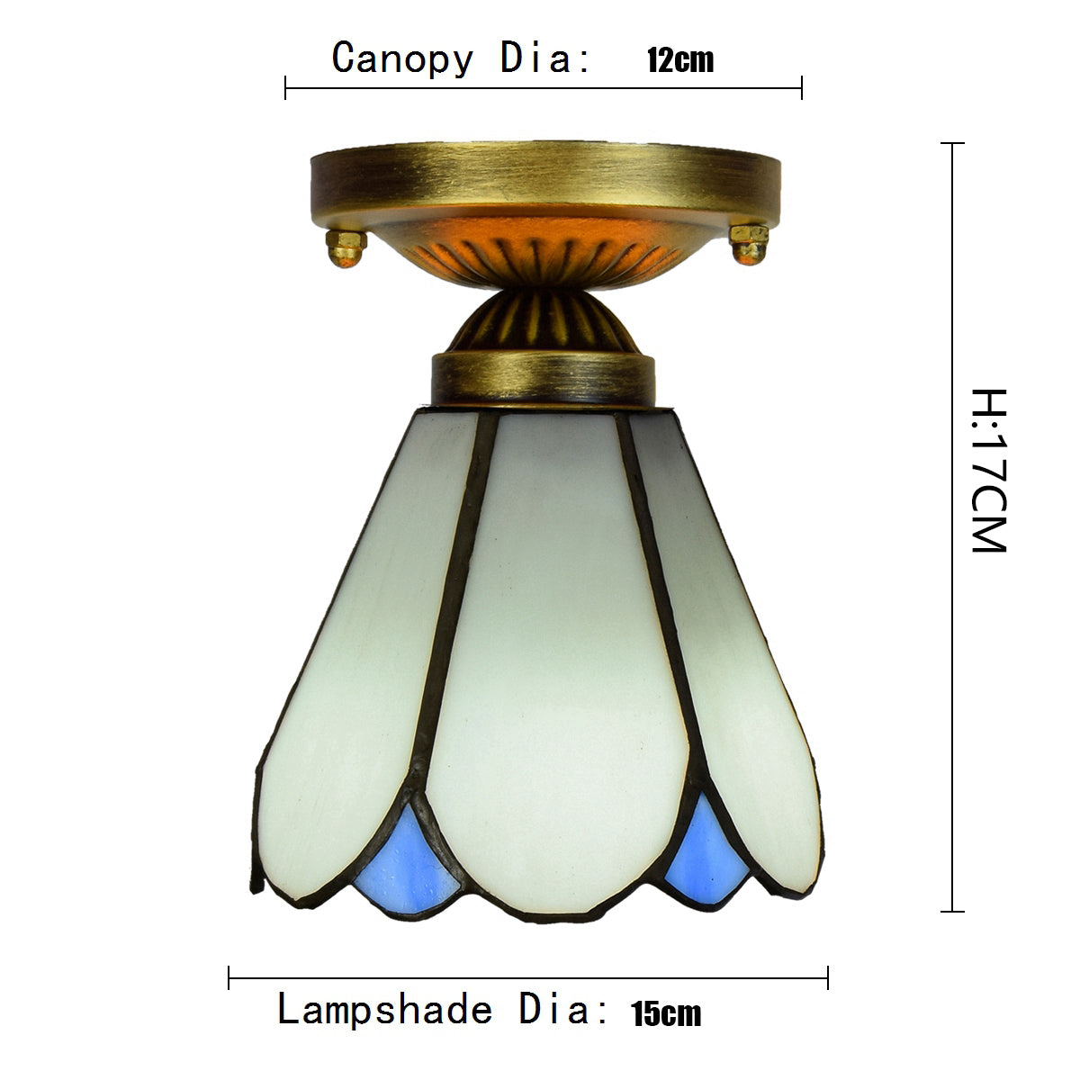 White and Blue Tiffany Style Stained Glass Ceiling Light