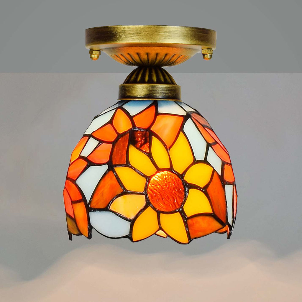 Tiffany Style Sunflower Stained Glass Ceiling Light