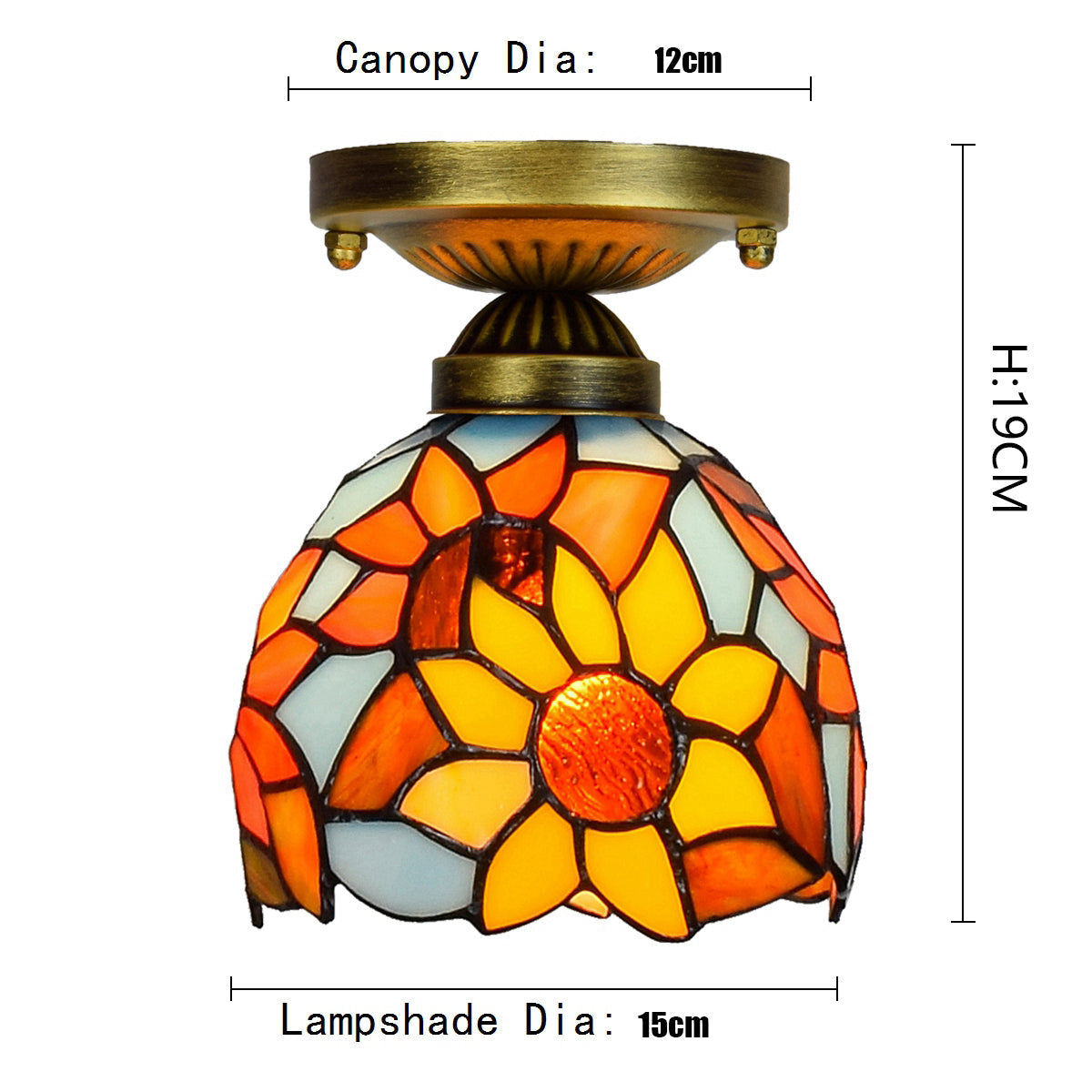 Tiffany Style Sunflower Stained Glass Ceiling Light
