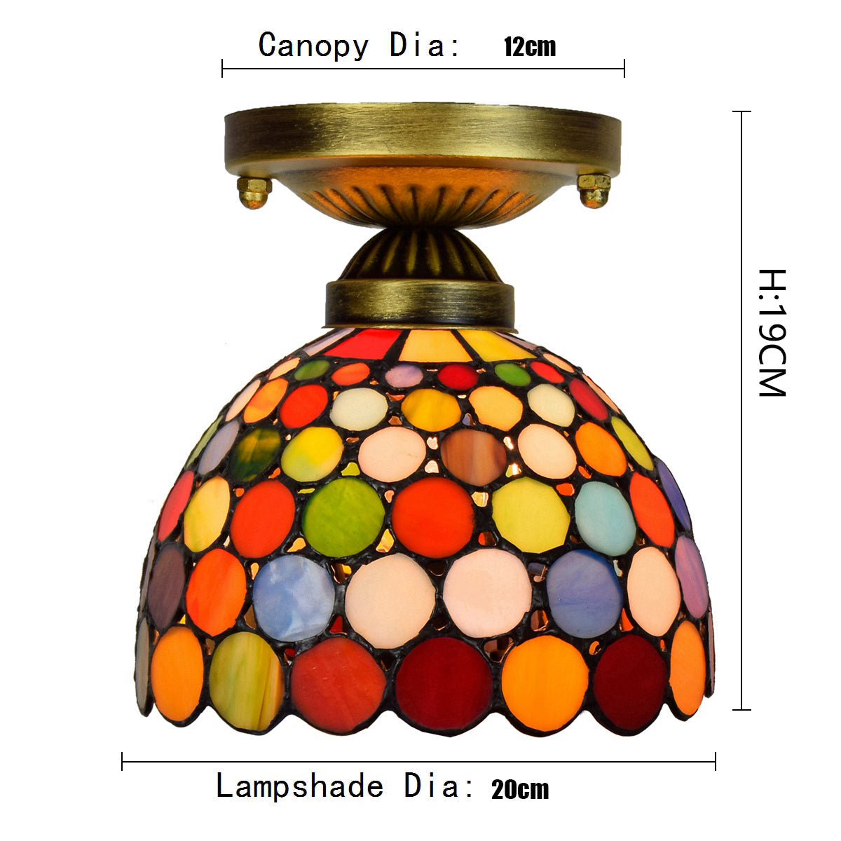 Tiffany Stained Glass Ceiling Light with Multicolored Circles