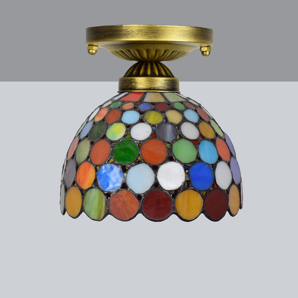 Tiffany Stained Glass Ceiling Light with Multicolored Circles