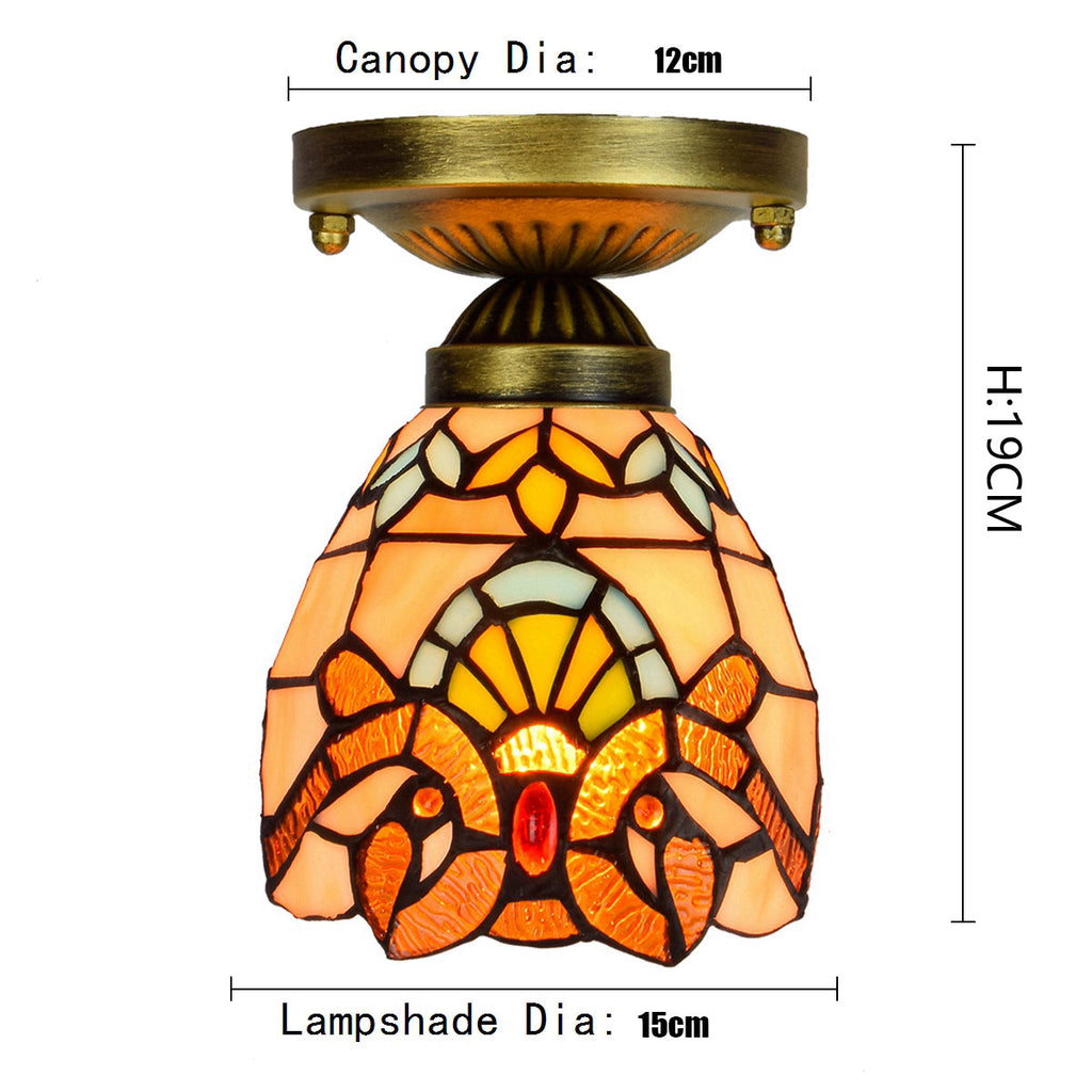 Tiffany-style stained glass ceiling light in multicolored glass