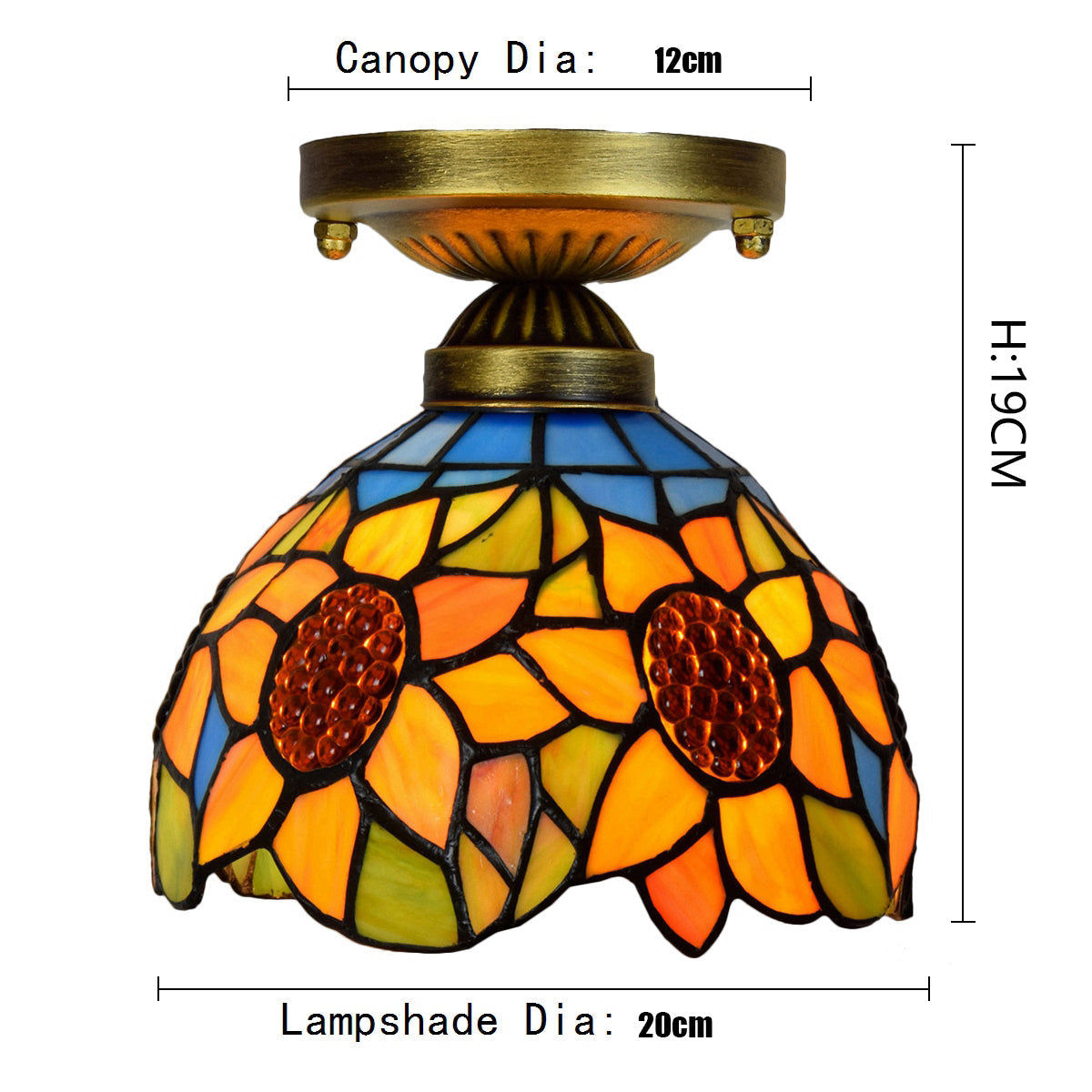 Sunflower Tiffany Style Stained Glass Ceiling Light