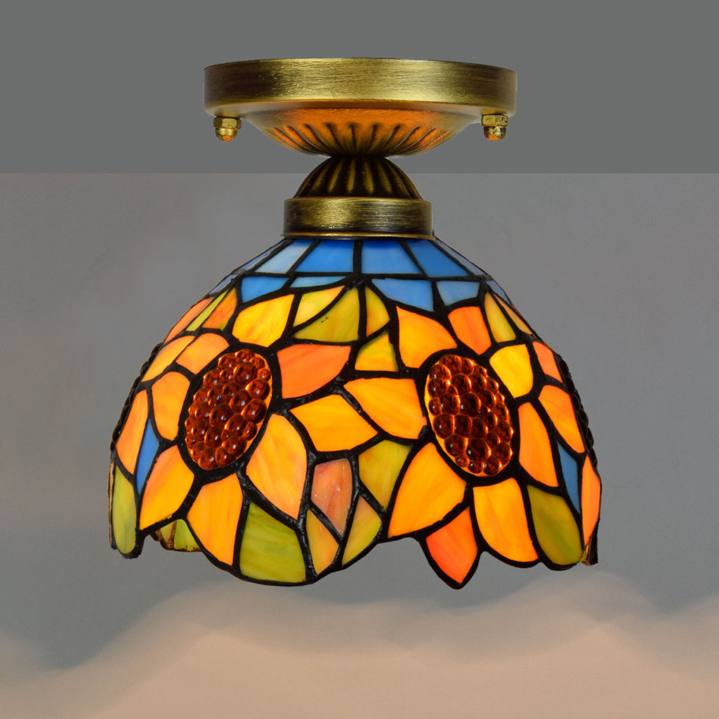 Sunflower Tiffany Style Stained Glass Ceiling Light