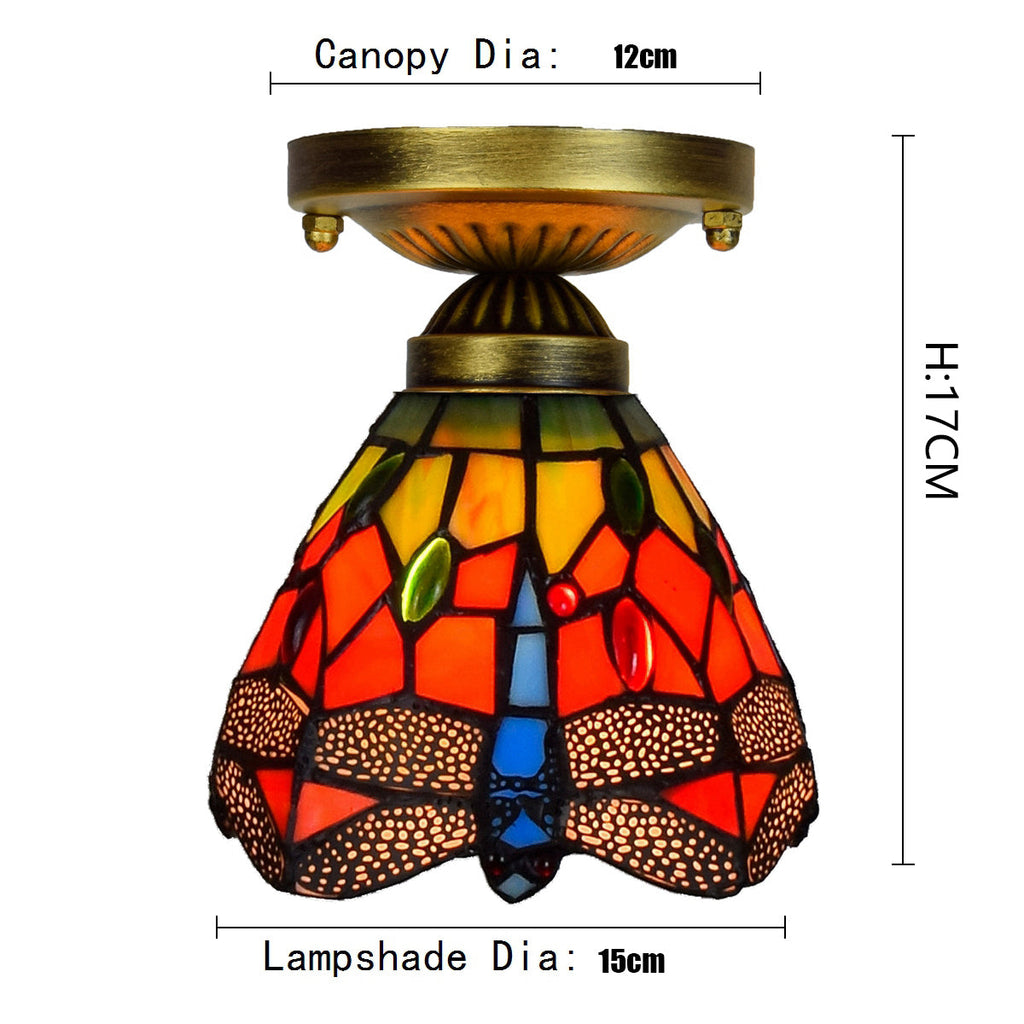 Tiffany Style Dragonfly Stained Glass Ceiling Light
