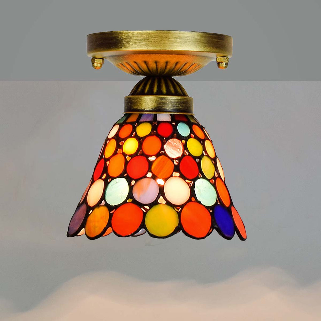 Tiffany Style Ceiling Light with Mosaic Circles