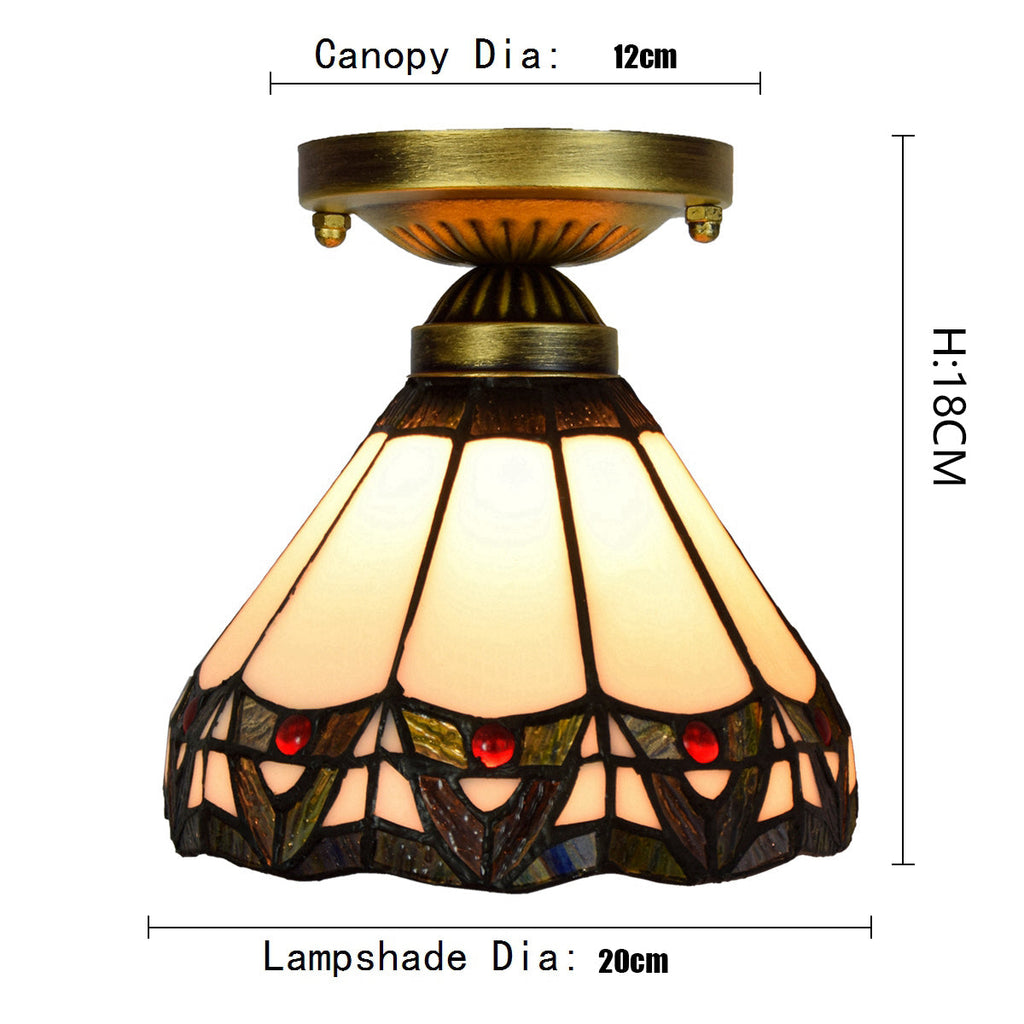 Art Deco Conical Ceiling Light in Tinted Glass
