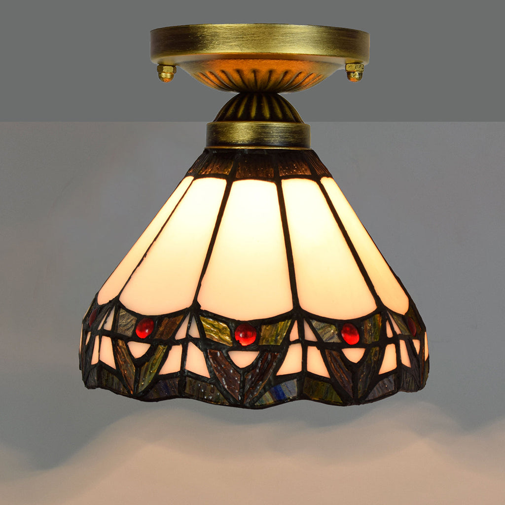 Art Deco Conical Ceiling Light in Tinted Glass