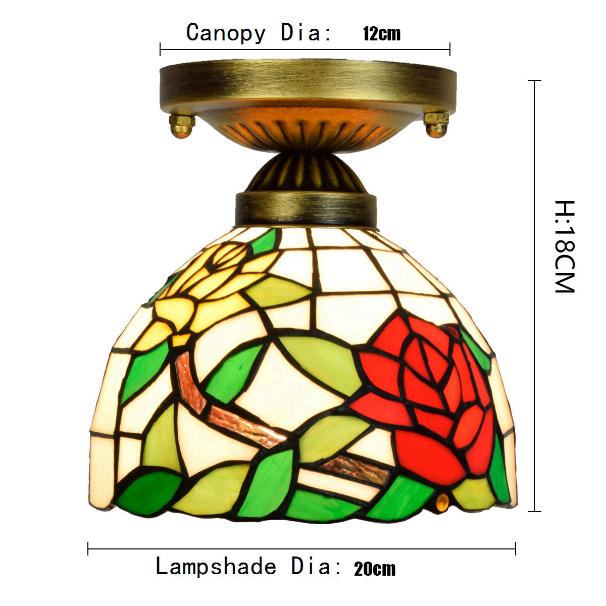 Tiffany Stained Glass Ceiling Light with Floral Motifs