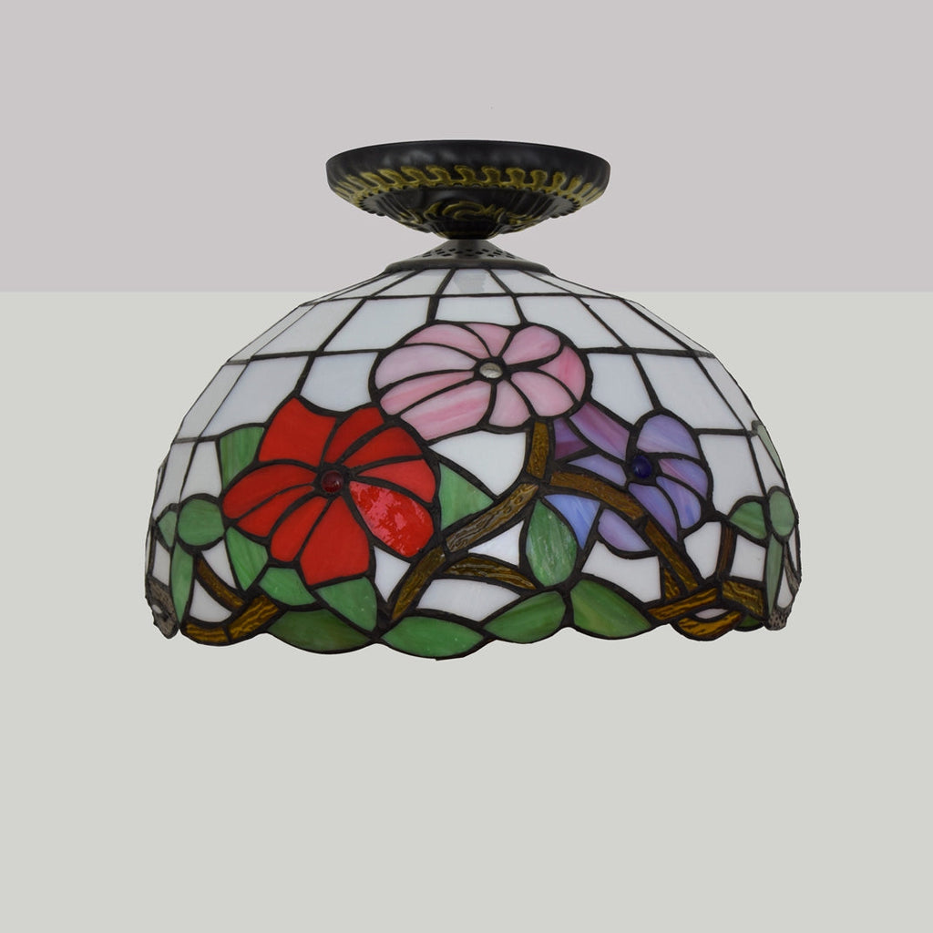 Tiffany Style Floral Stained Glass Ceiling Light