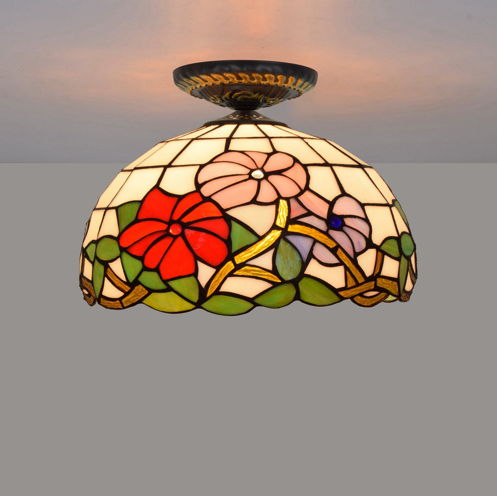 Tiffany Style Floral Stained Glass Ceiling Light