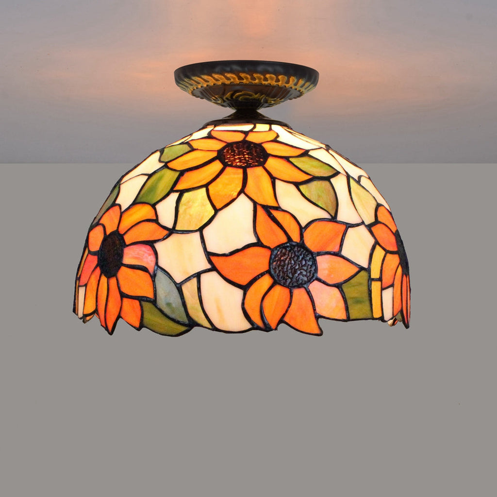 Tiffany Sunflower Stained Glass Ceiling Light