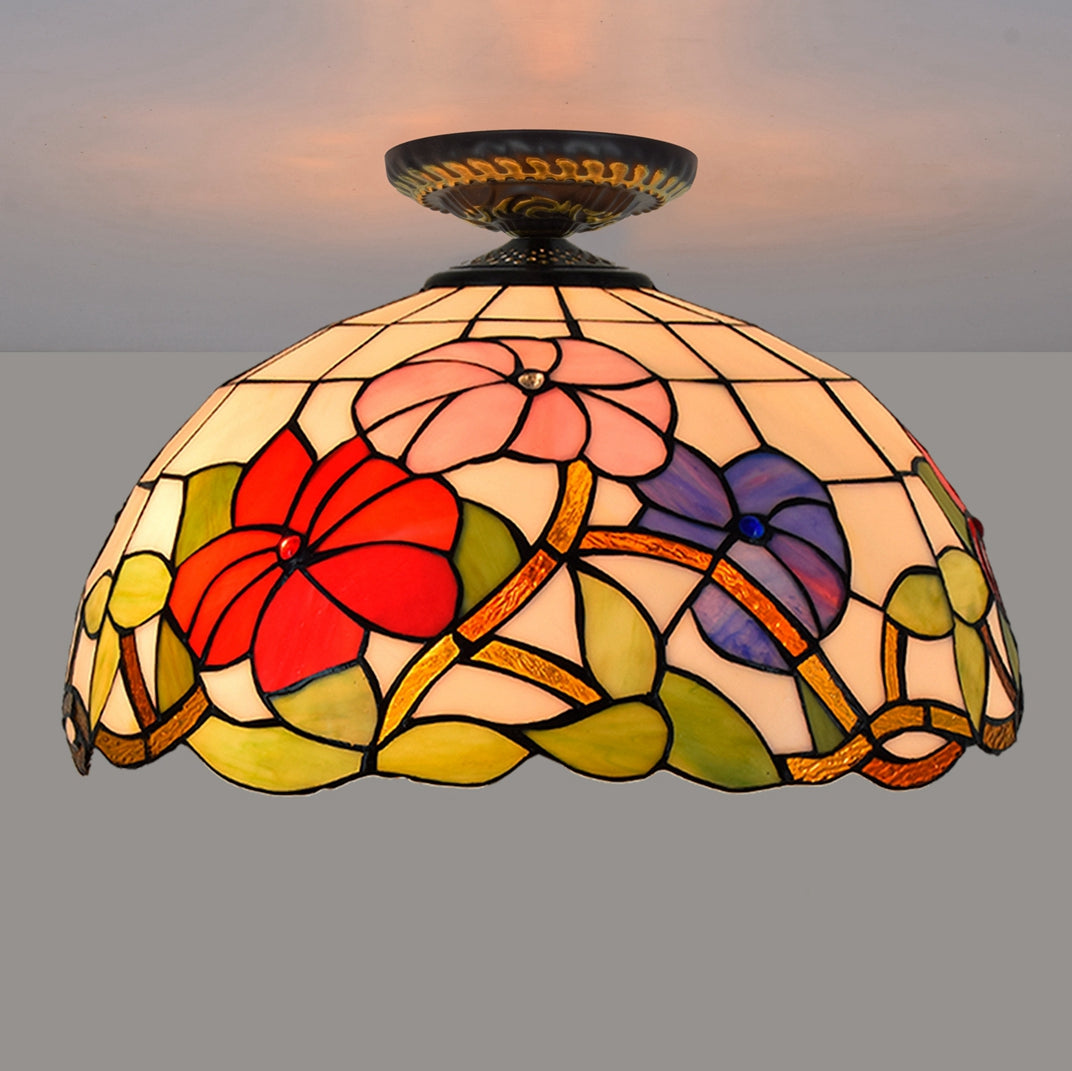 Tiffany Style Floral Stained Glass Ceiling Light