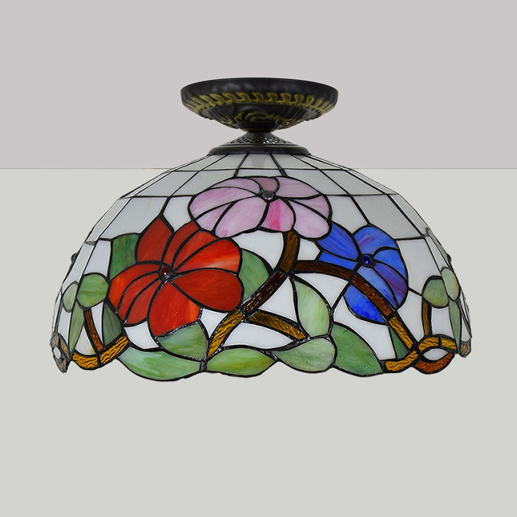 Tiffany Style Floral Stained Glass Ceiling Light