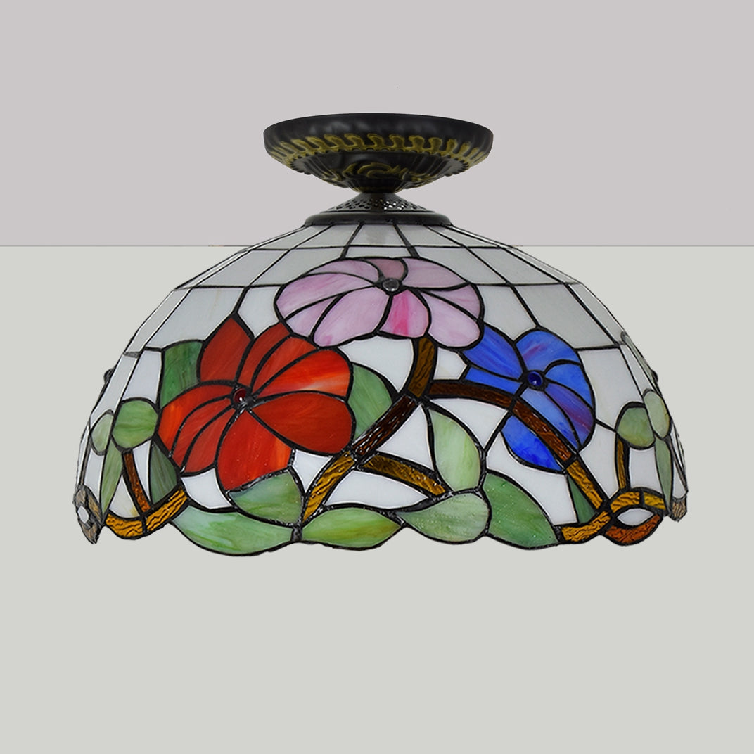 Tiffany Style Floral Stained Glass Ceiling Light