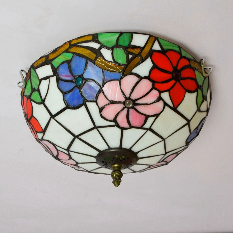 Tiffany Style Floral Stained Glass Ceiling Light