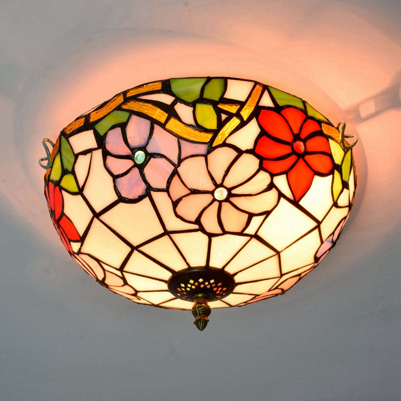 Tiffany Style Floral Stained Glass Ceiling Light