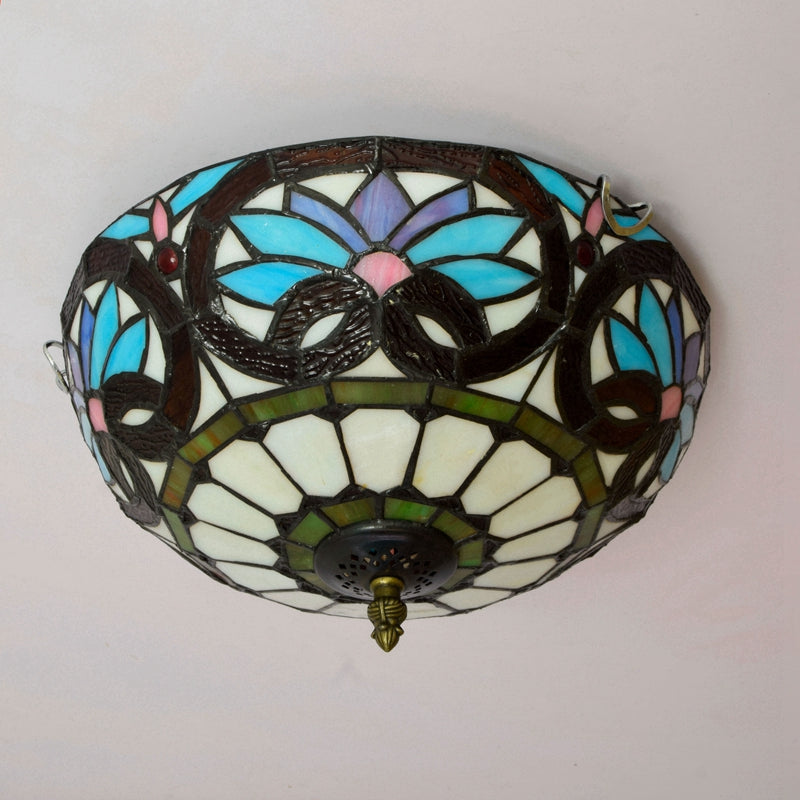 Tiffany Style Floral Stained Glass Ceiling Light