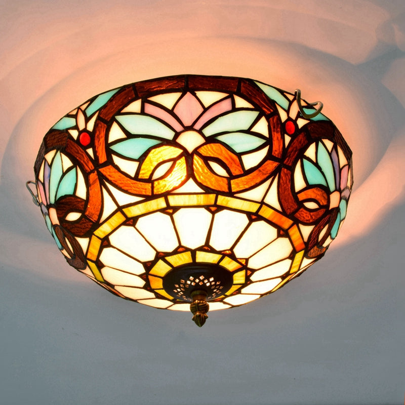 Tiffany Style Floral Stained Glass Ceiling Light