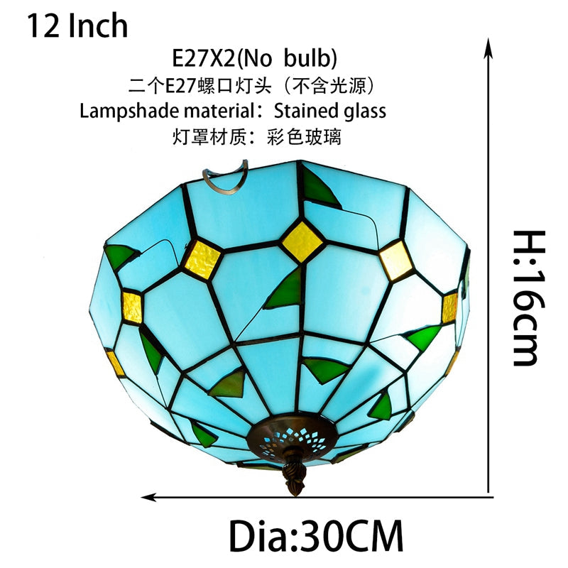 Tiffany Style Floral Stained Glass Ceiling Light