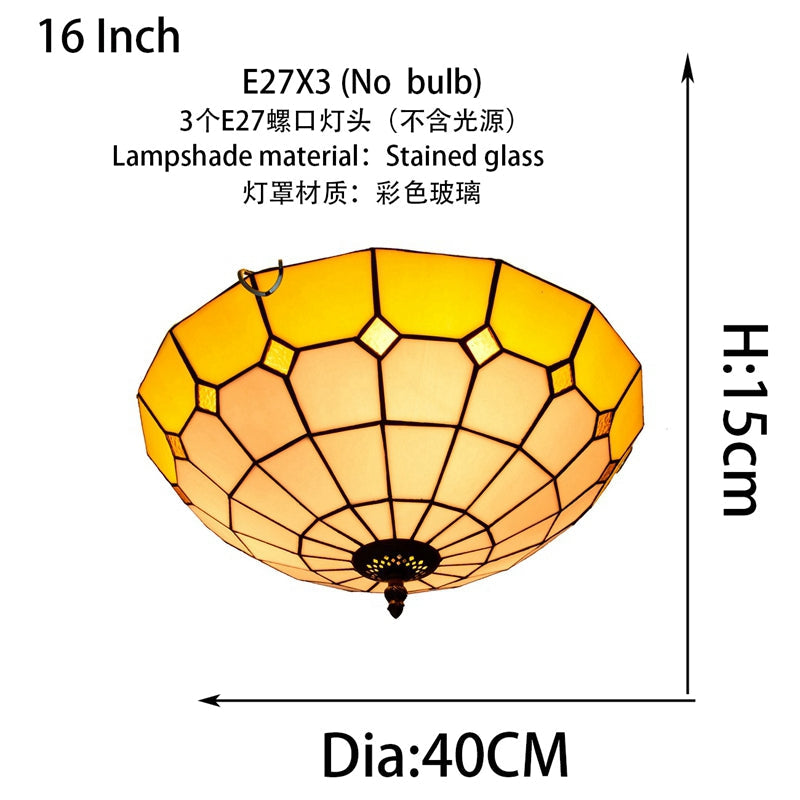 Amber Geometric Tinted Glass Dome Ceiling Light