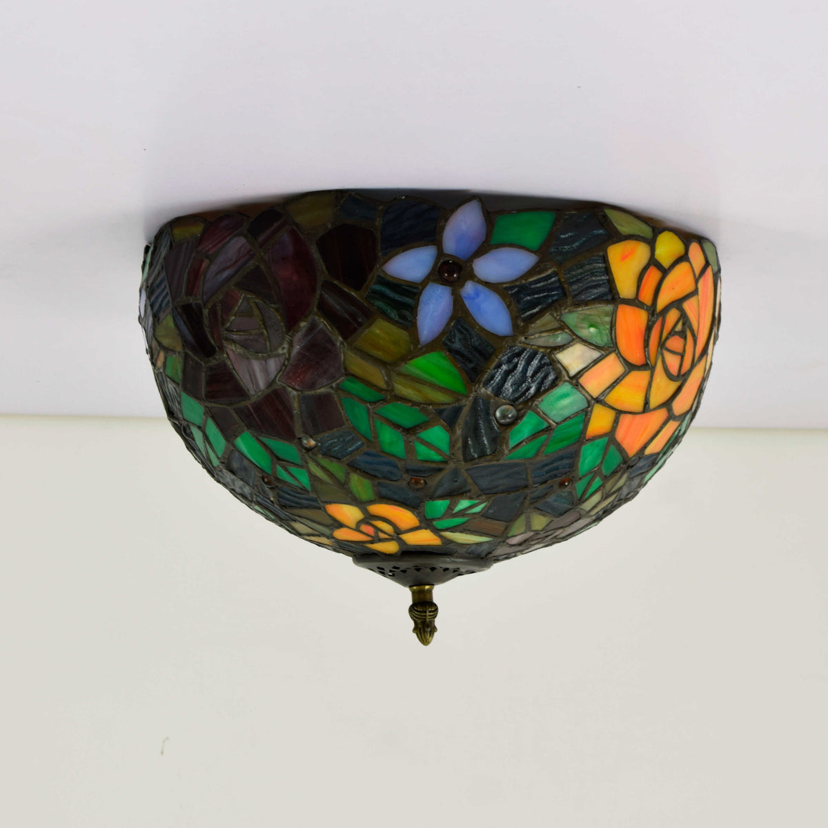 Tiffany Style Floral Stained Glass Ceiling Light