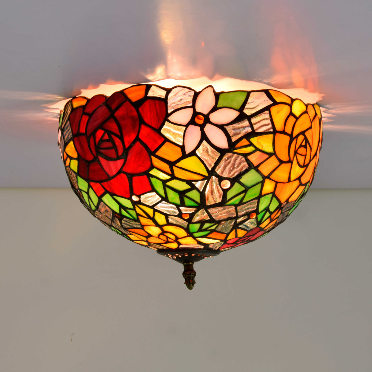 Tiffany Style Floral Stained Glass Ceiling Light