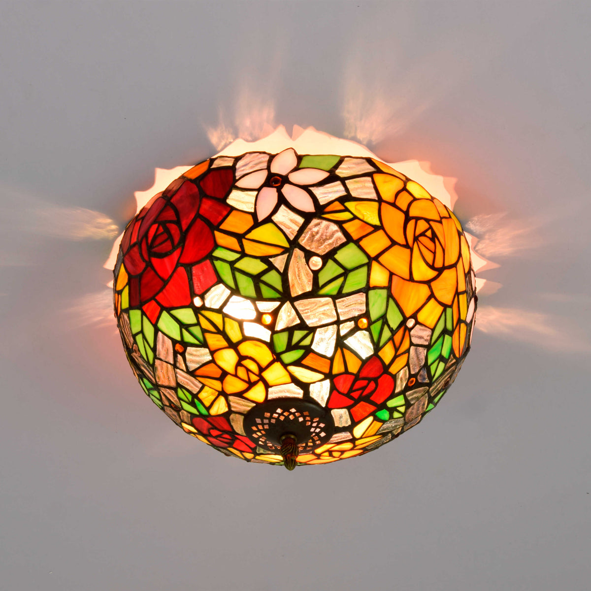 Tiffany Style Floral Stained Glass Ceiling Light