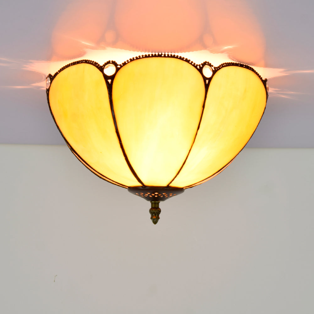 Vintage Yellow-Orange Tinted Glass Ceiling Light