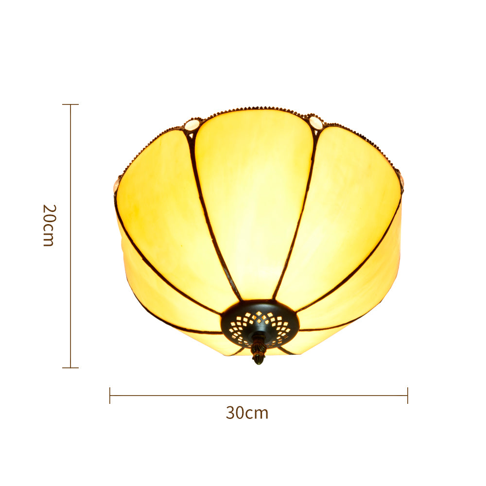Vintage Yellow-Orange Tinted Glass Ceiling Light