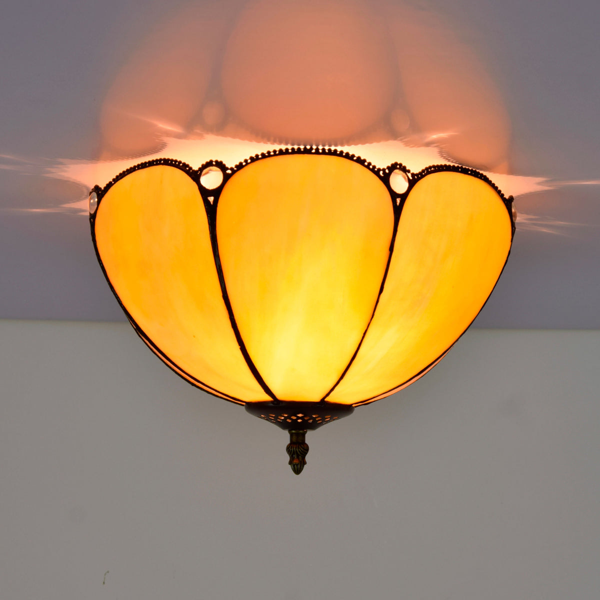 Vintage Yellow-Orange Tinted Glass Ceiling Light