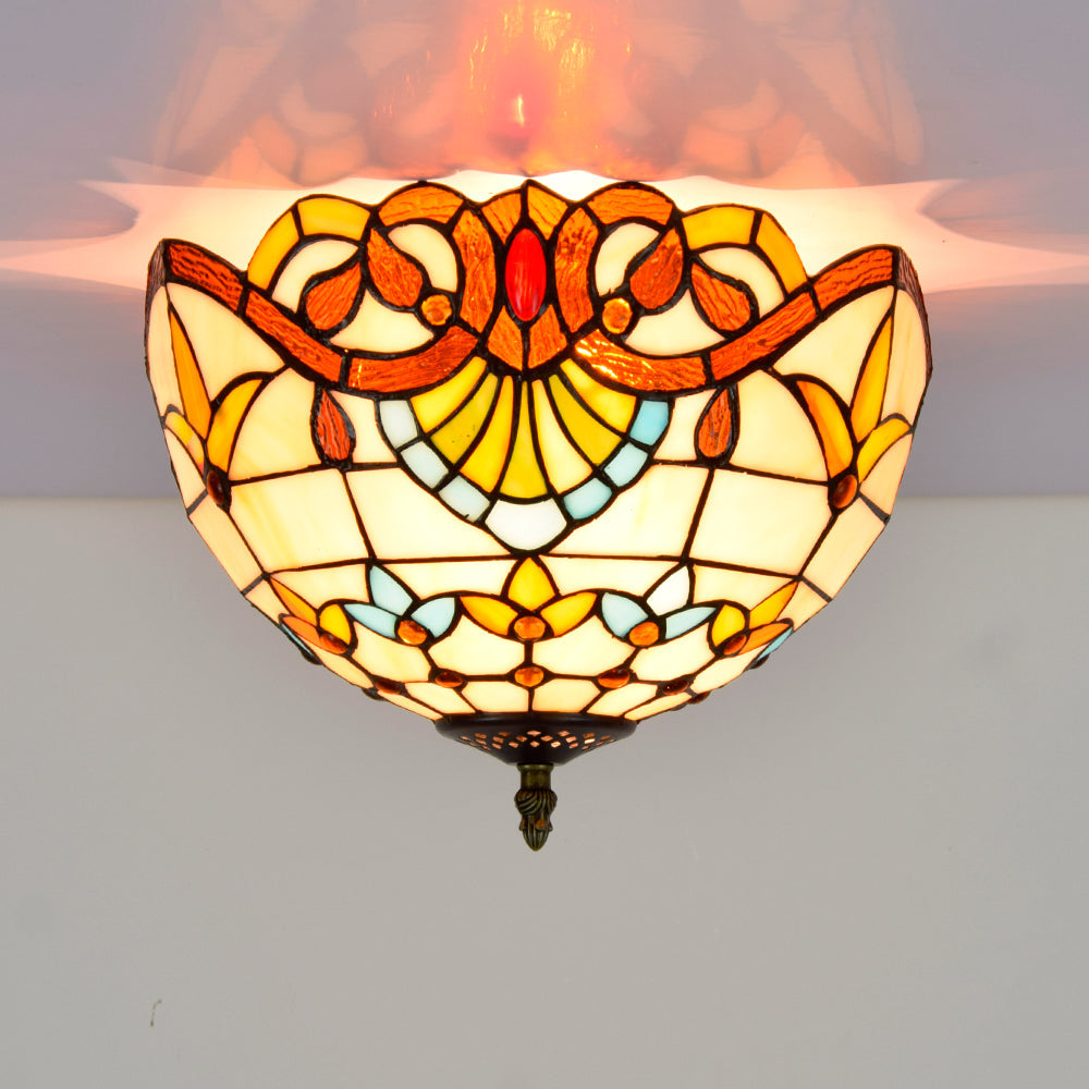 Multicolor Floral Tiffany Stained Glass Ceiling Light