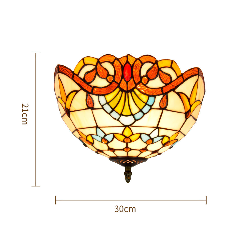 Multicolor Floral Tiffany Stained Glass Ceiling Light