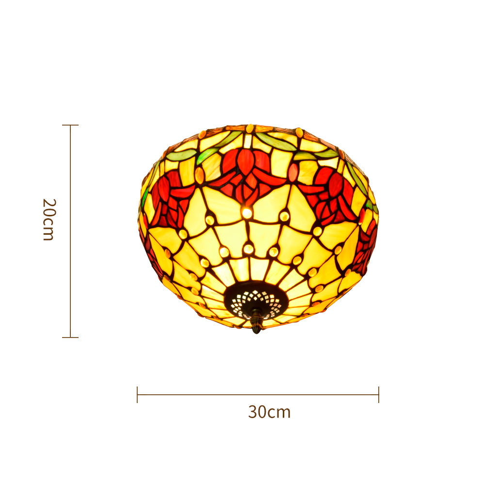 Floral Amber Tiffany Stained Glass Ceiling Light