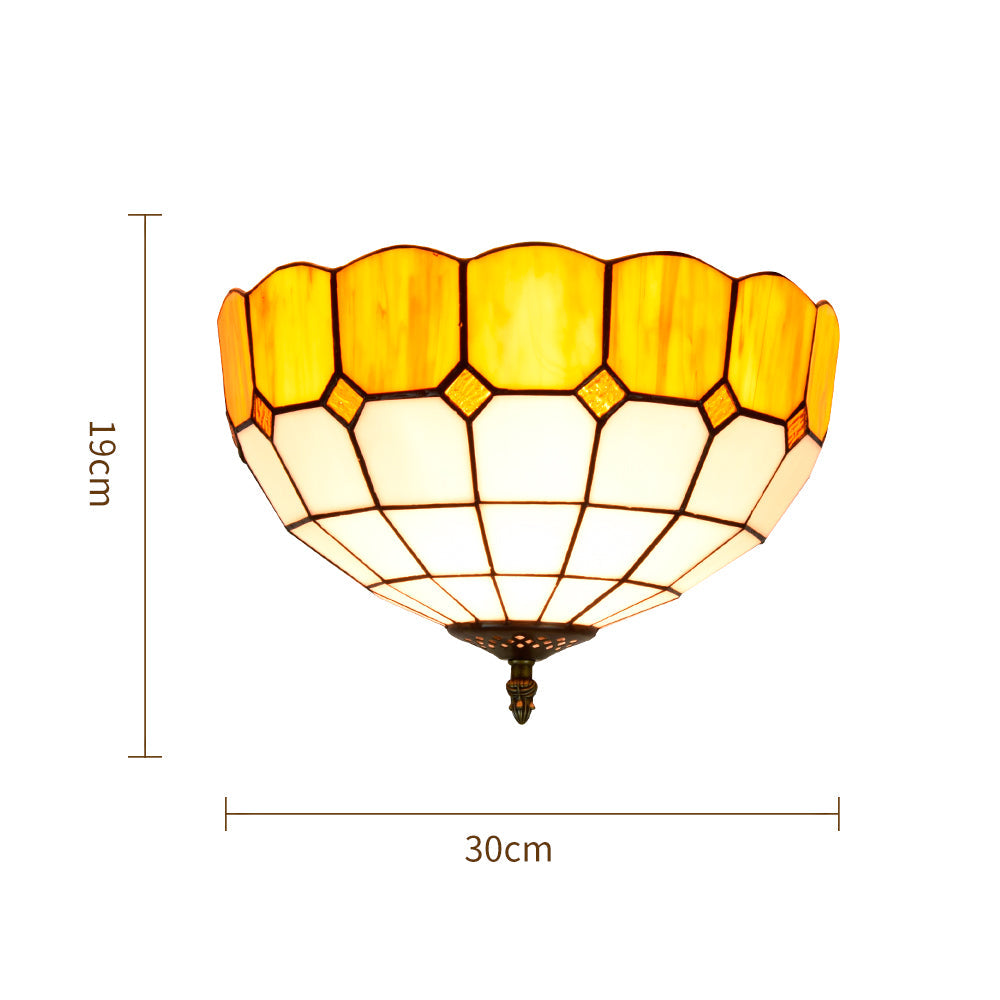 Amber and Cream Tiffany Style Stained Glass Ceiling Light