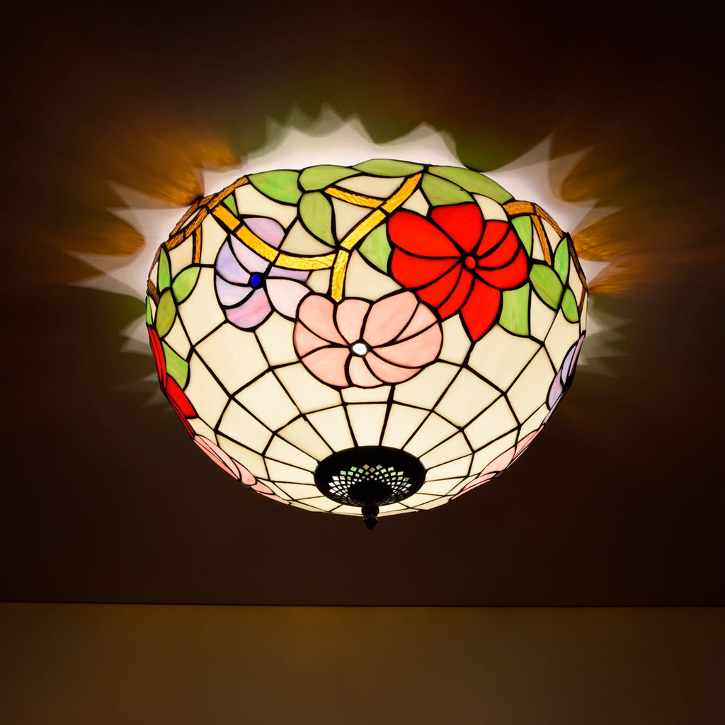 Tiffany Floral Stained Glass Dome Ceiling Light
