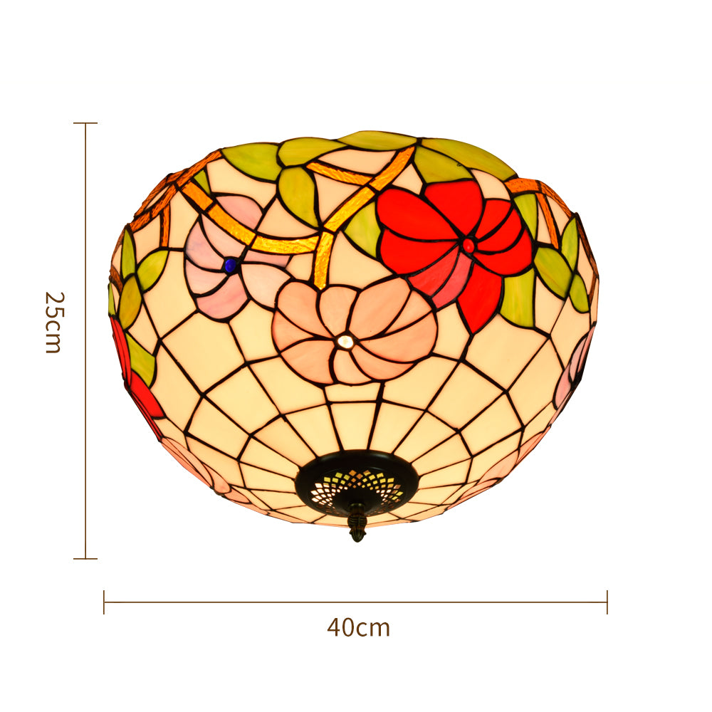 Tiffany Floral Stained Glass Dome Ceiling Light