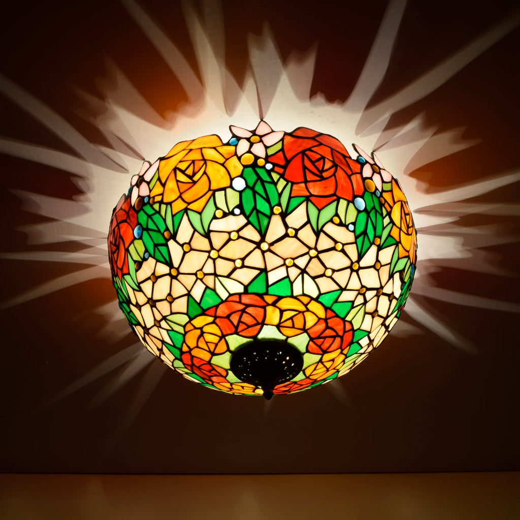 Tiffany Style Floral Stained Glass Ceiling Light
