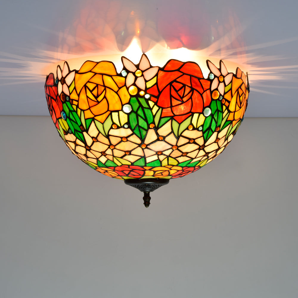 Tiffany Style Floral Stained Glass Ceiling Light